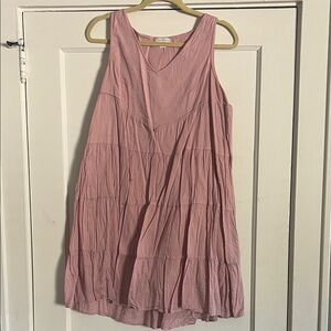 Garnet Hill Blush Sleeveless Tiered Dress